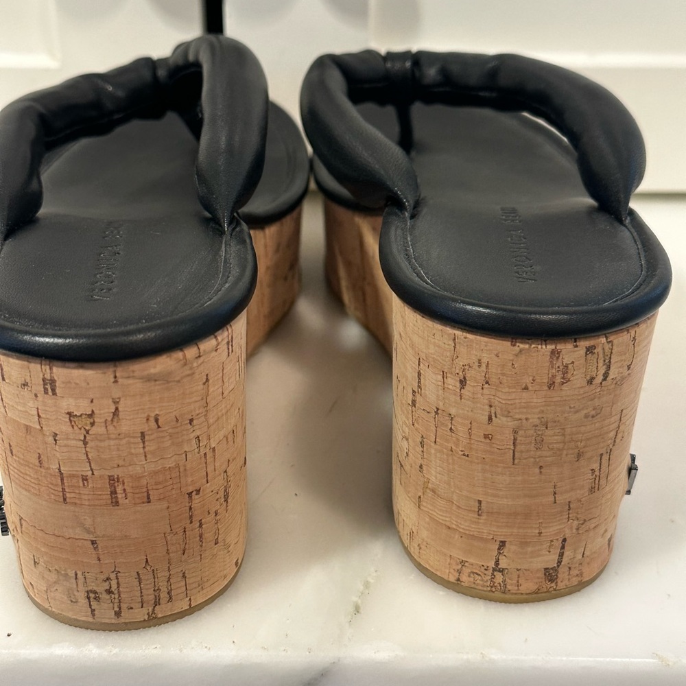 Veronica Beard Genco Cork Wedge Sandals Size 7